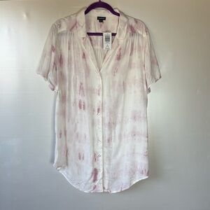 Torrid Light Pink Tie-Dye Button Down Shirt